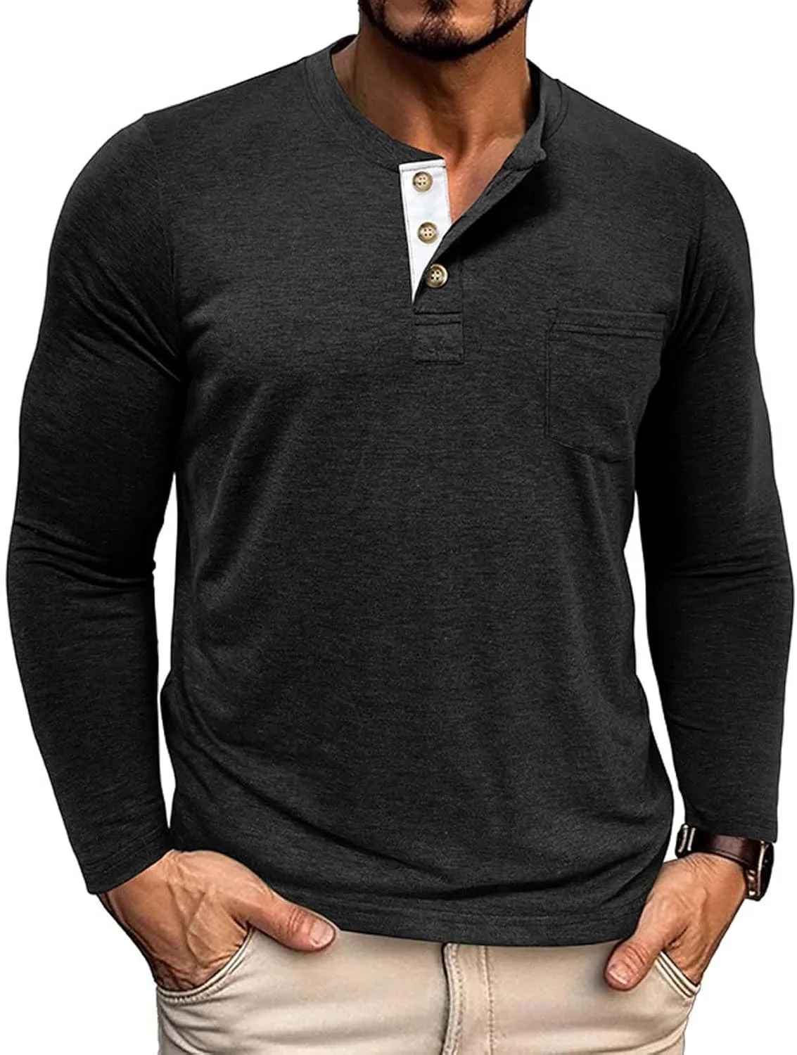 

Мужская футболка-поло с длинным рукавом и карманом evzosrz