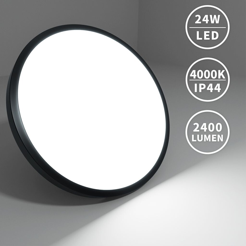 

24 Вт светодиодный потолочный светильник, черный потолочный светильник для гостиной, кухни, ванной комнаты, лампа 4000K IP44 Anten