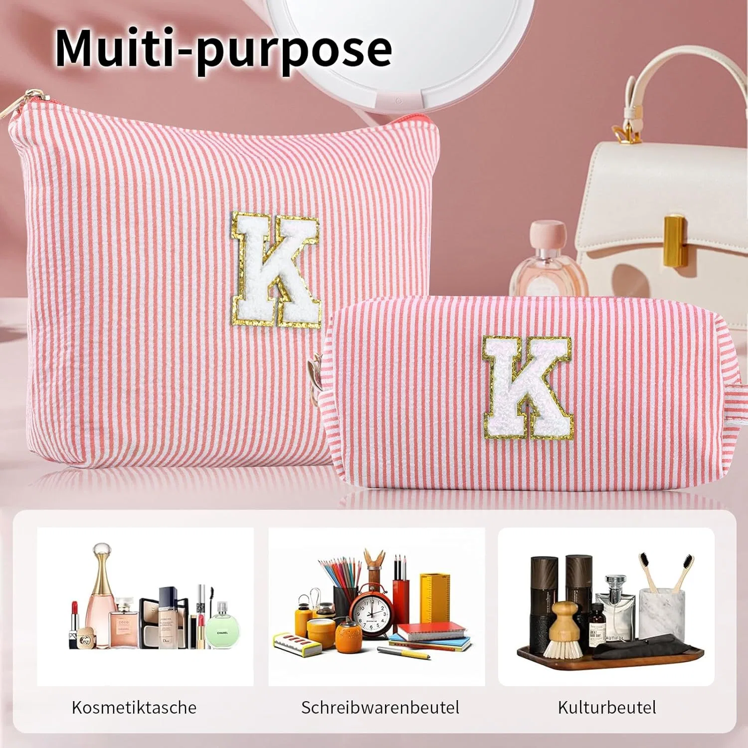 Женская косметичка с буквой «K» от MSQ Msq, Pink — фото 3