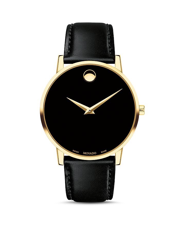 

Классические часы Movado Museum в корпусе цвета желтого золота, 40 мм, черный