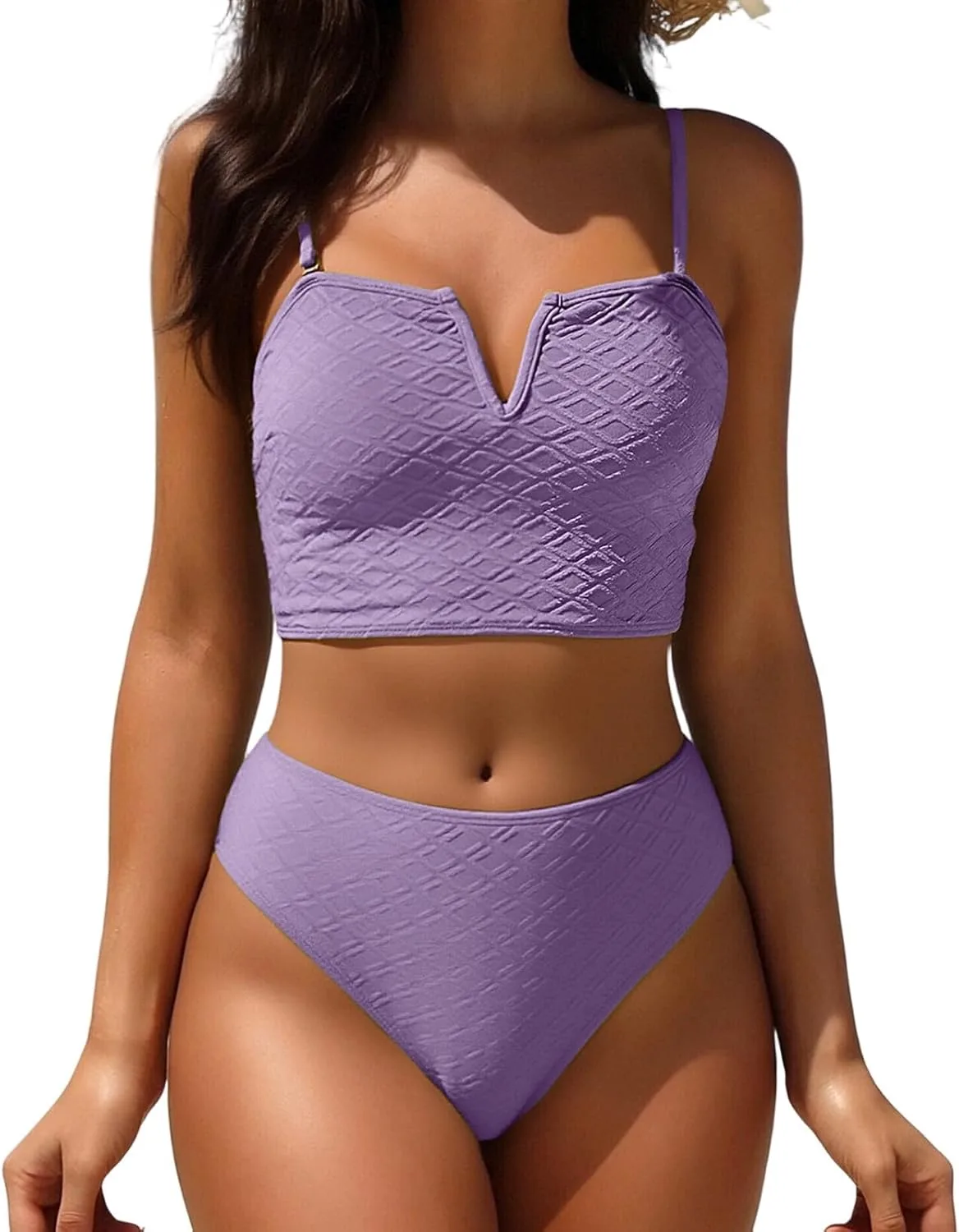 

Женский бикини с V-образным вырезом и текстурированным верхом