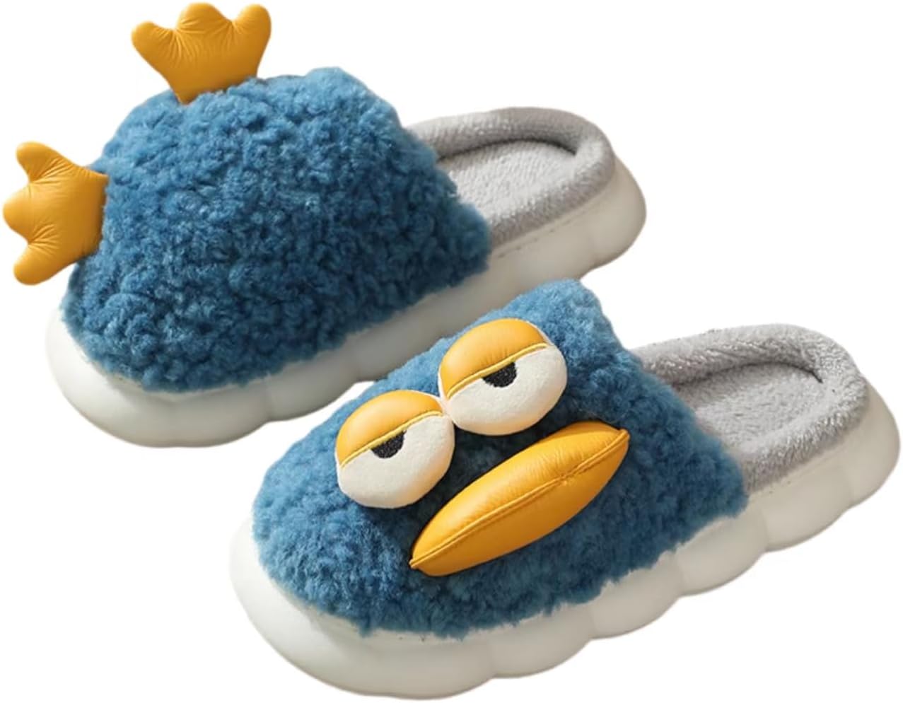 

Женские пушистые тапочки с утенком и эффектом памяти Onlvye, синий