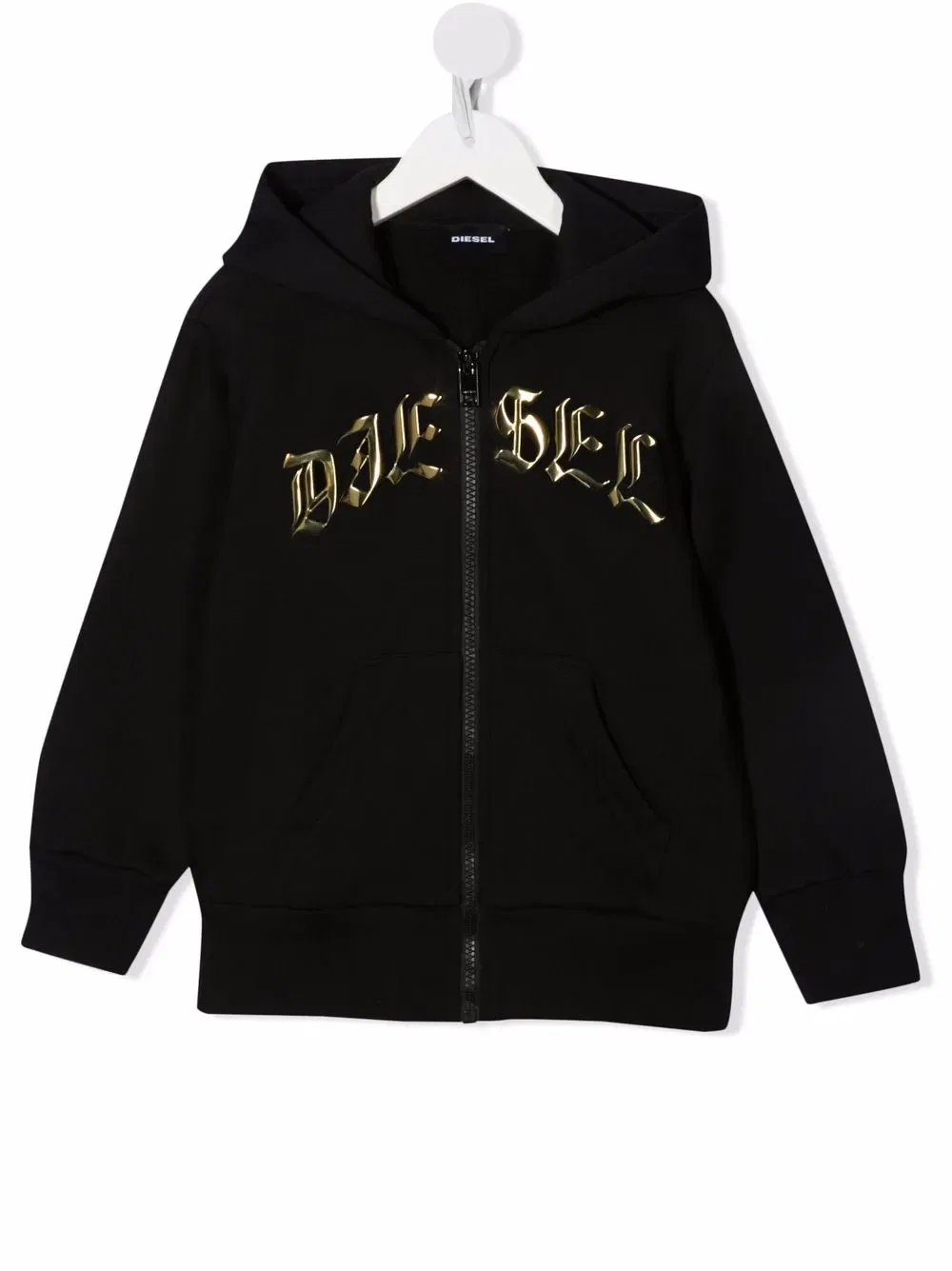 Толстовка на молнии с готическим логотипом Diesel Kids, черный