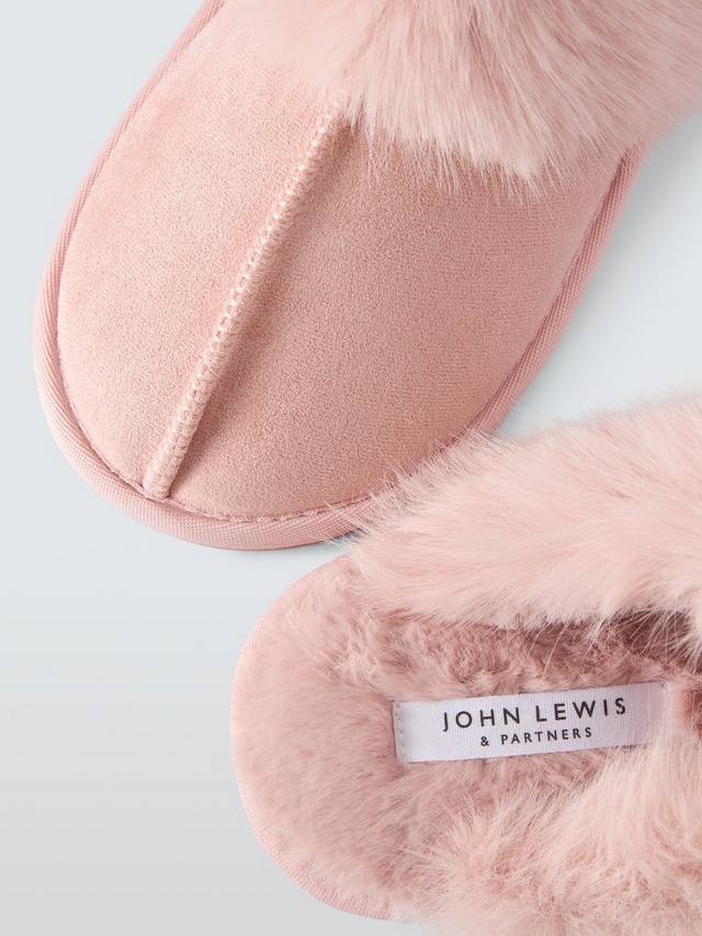 Мягкие тапочки-мул из искусственного меха microsuede John Lewis, розовый — фото 4