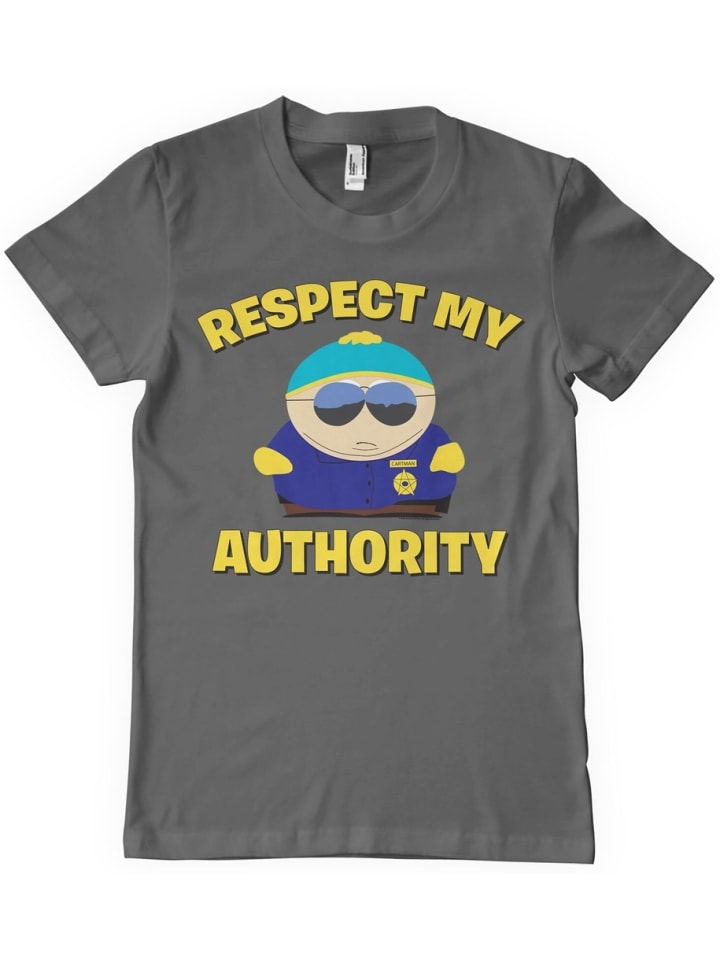 

South Park Футболка "Respect My Authority T-Shirt" серого цвета, Серый, South Park Футболка "Respect My Authority T-Shirt" серого цвета