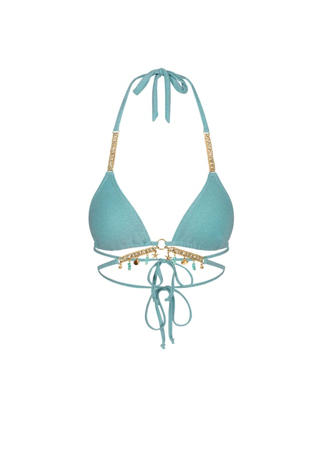 

Верх бикини lumiere seychelles со сверкающими подвесками Moda Minx, голубой