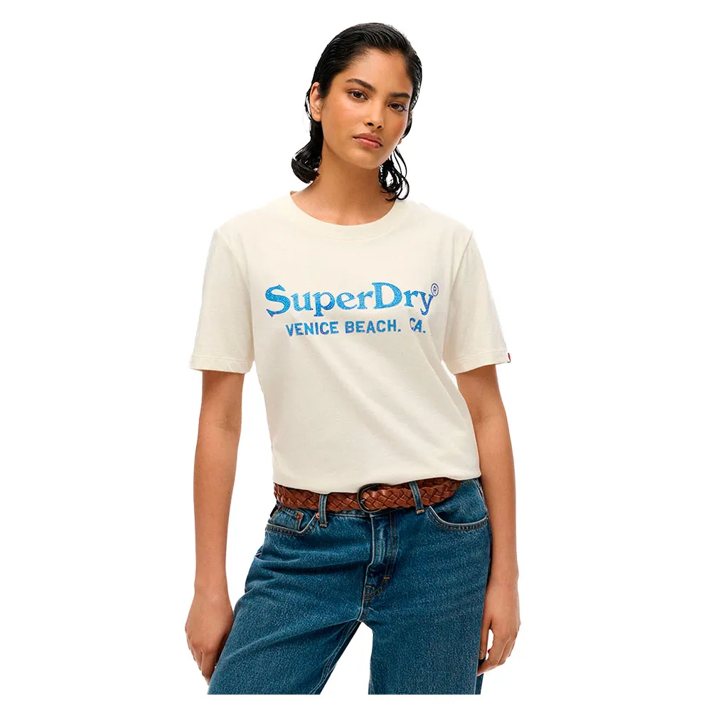 

Футболка с коротким рукавом Superdry Venue Metallic Relaxed Fit, бежевый
