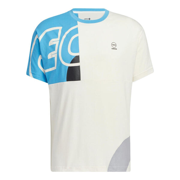 

Футболка adidas neo M Brand Tee 2 Contrasting Colors Alphabet Printing Sports Short Sleeve Blue White, мультиколор