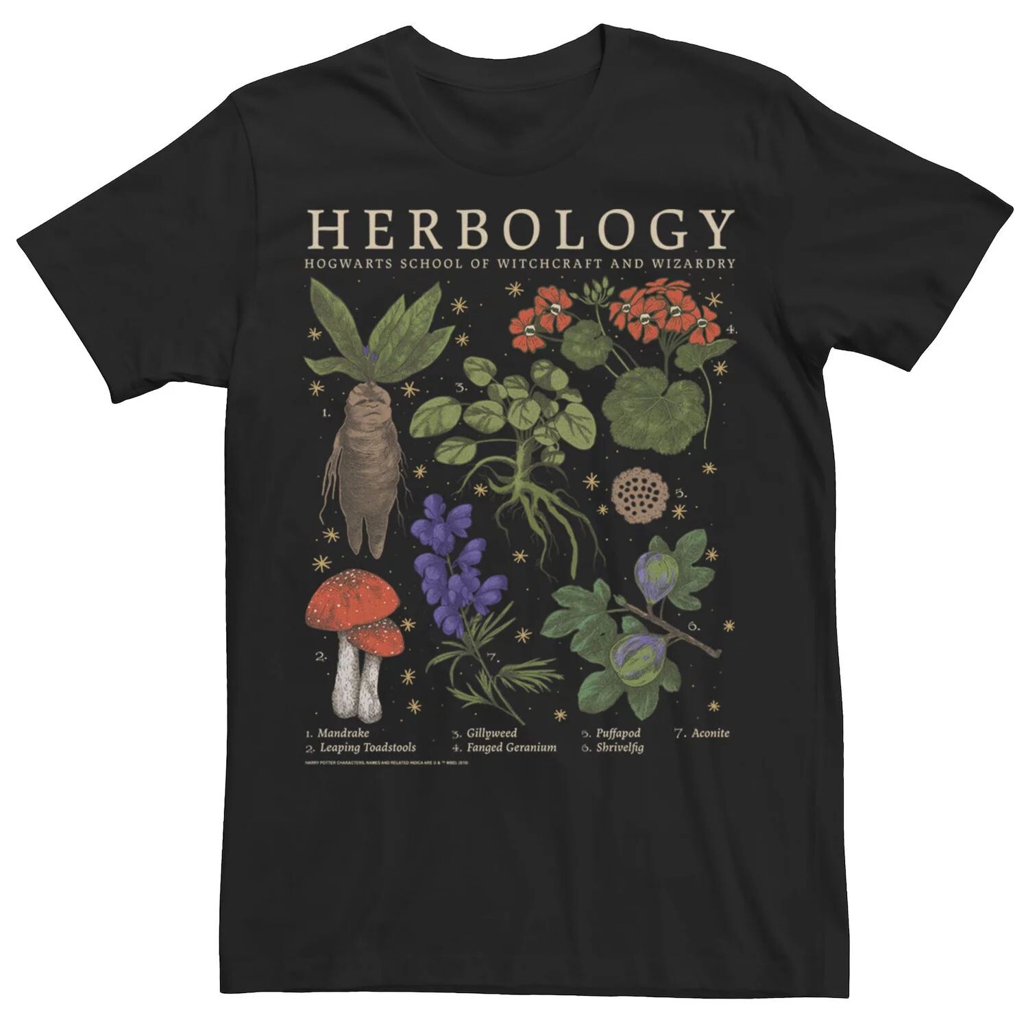 

Мужская футболка с сеткой Harry Potter Herbology Herb Reference Licensed Character