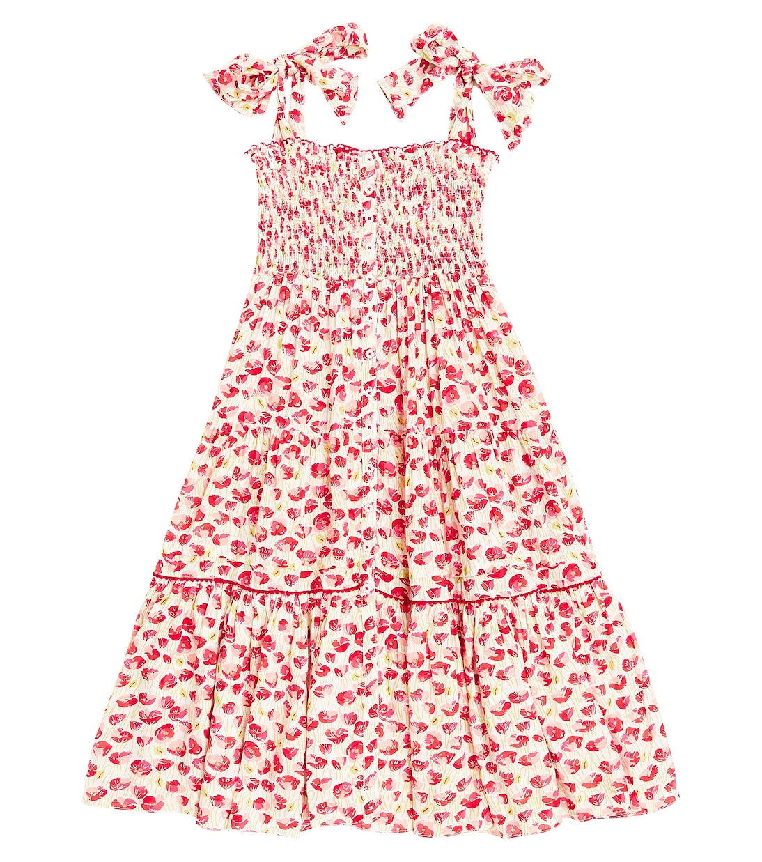 

Платье Trini с принтом и сборками Poupette St Barth Kids, White Red Alamy Awr