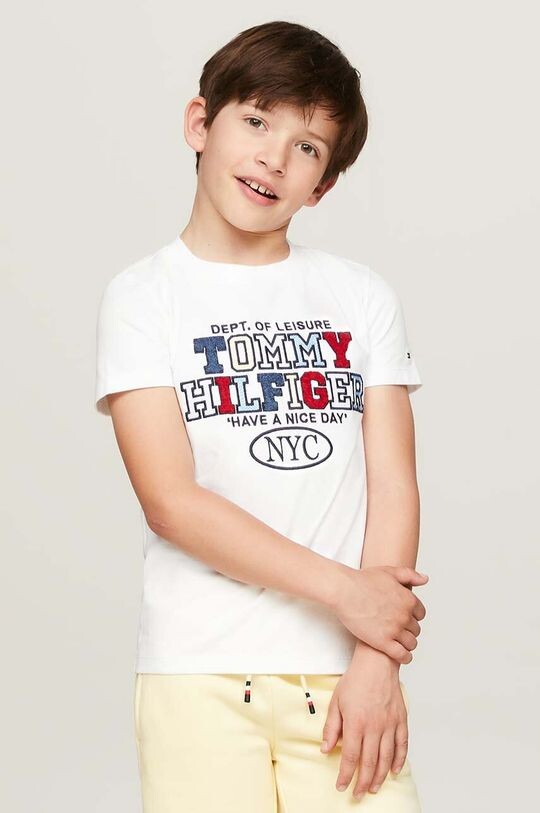 

Детская хлопковая футболка Tommy Hilfiger, белый