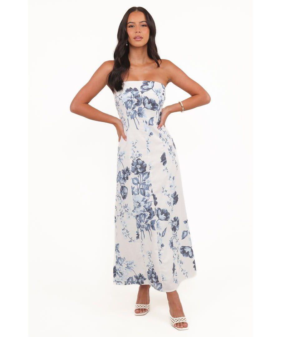 

Женское миди-платье без бретелей Tamira - синее с цветочным принтом Petal and Pup, Blue floral