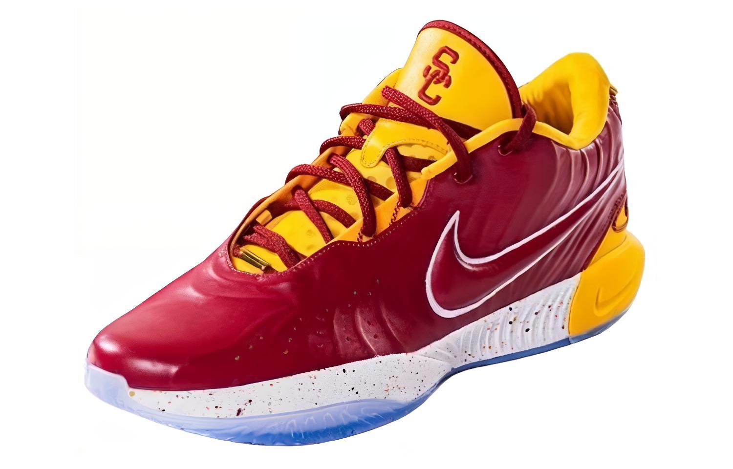 

Футболка Lebron 21 USC Trojans PE устойчивая к истиранию низкие баскетбольные кроссовки мужские красные желтые Nike
