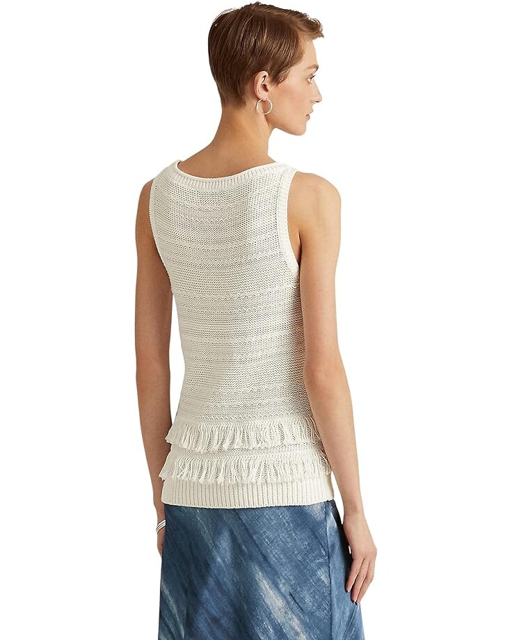 

Свитер LAUREN Ralph Lauren Fringe-Trim Sleeveless Sweater, белый