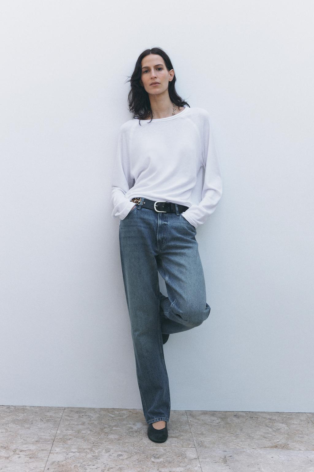 

Хлопковая футболка с эффектом потертости после стирки ZARA, белый