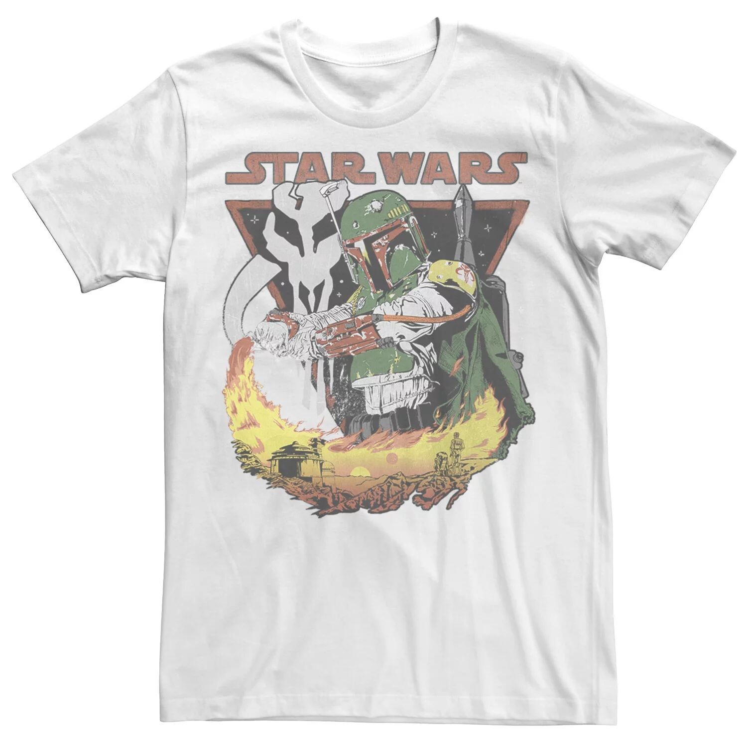 

Мужская футболка с рисунком Boba Burns Star Wars
