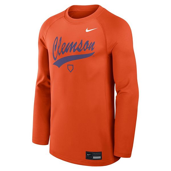 Мужская оранжевая футболка Clemson Tigers Dugout Game Time Raglan Dri-FIT с длинным рукавом Nike — фото 3