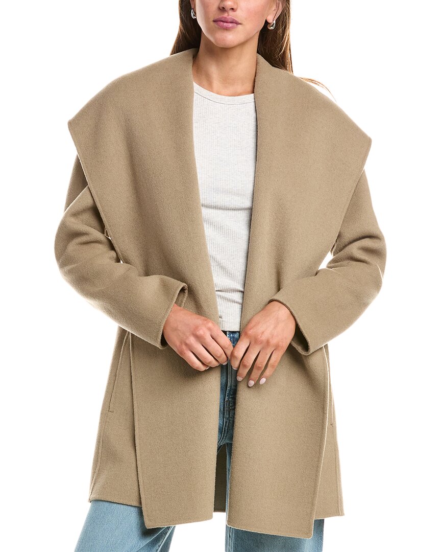 

Пальто с капюшоном из смесовой шерсти Vince, Tan