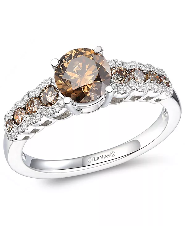 

Кольцо Couture с шоколадными бриллиантами и белыми бриллиантами (1-3/8 карата) из платины Le Vian, platinum