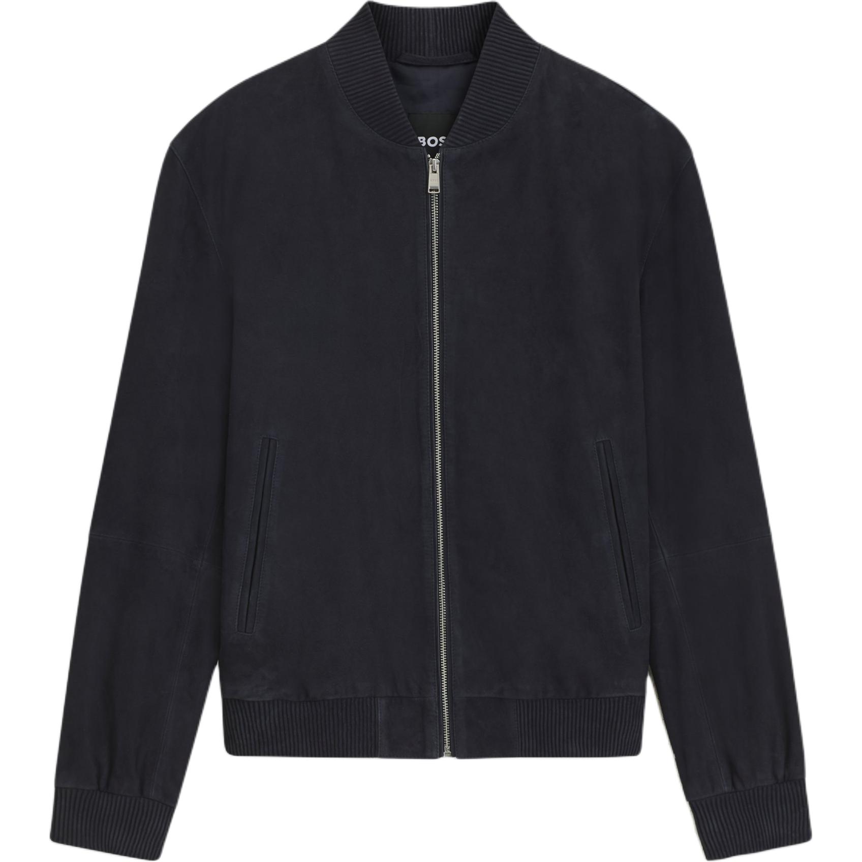

Куртка-бомбер Boss с рифленым воротником из замши HUGO BOSS, темно-синий
