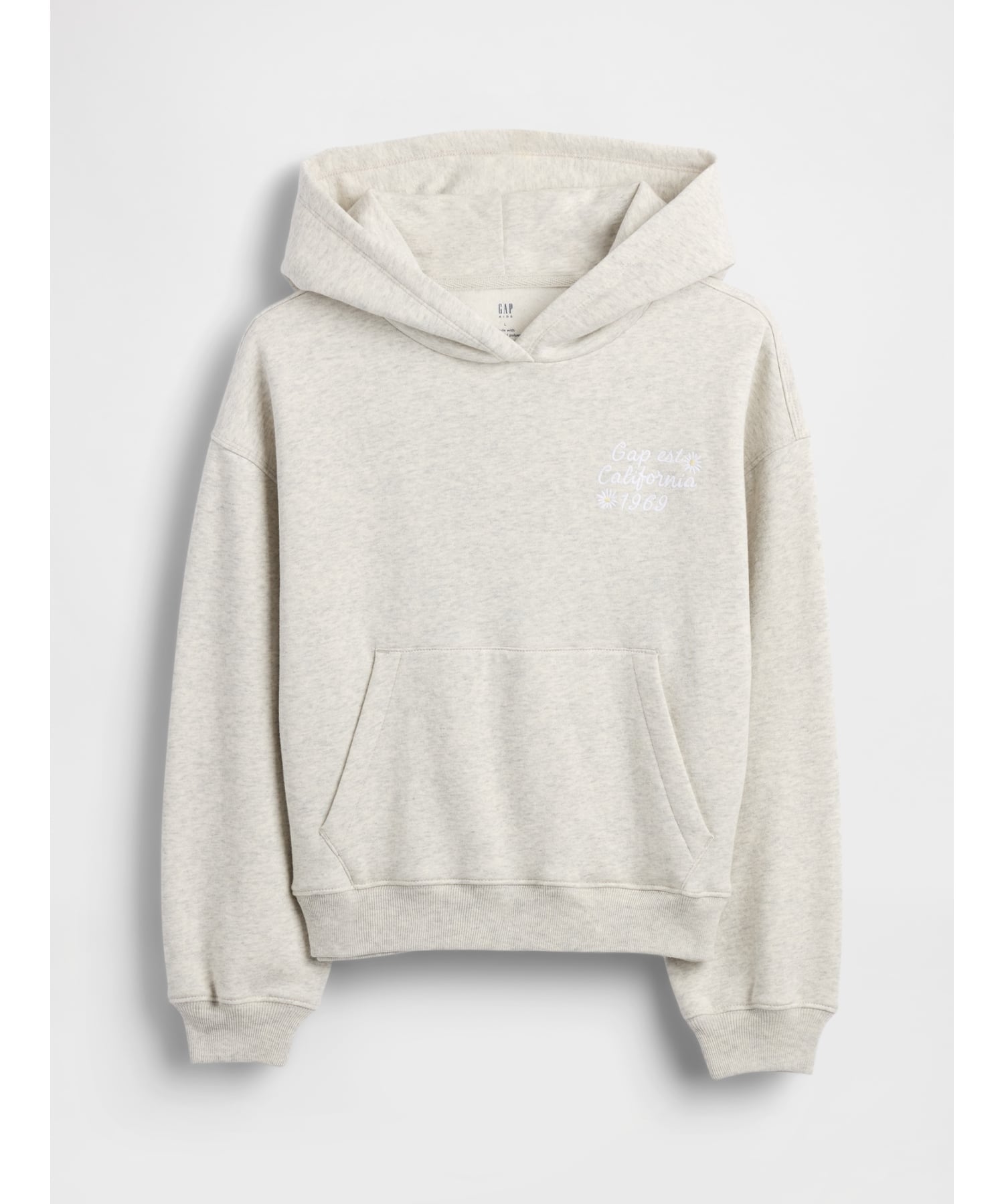 (K) Винтажная мягкая толстовка свободного кроя (детская) GAP, B03 LIGHT GREY HEATHER — фото 4