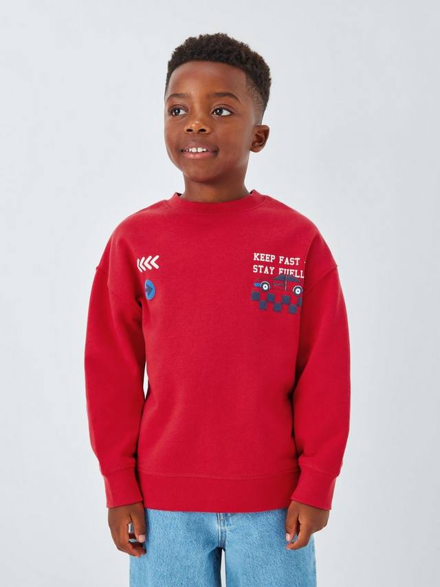 

Детский свитшот с гоночной машиной John Lewis, Poppy Red