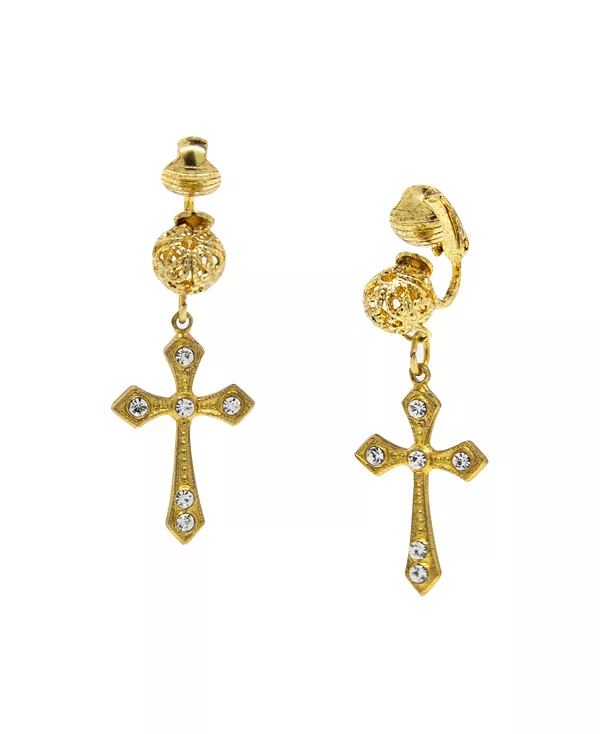 

Серьги-Клипсы с кристаллами, покрытыми 14-каратным золотом Symbols Of Faith, white