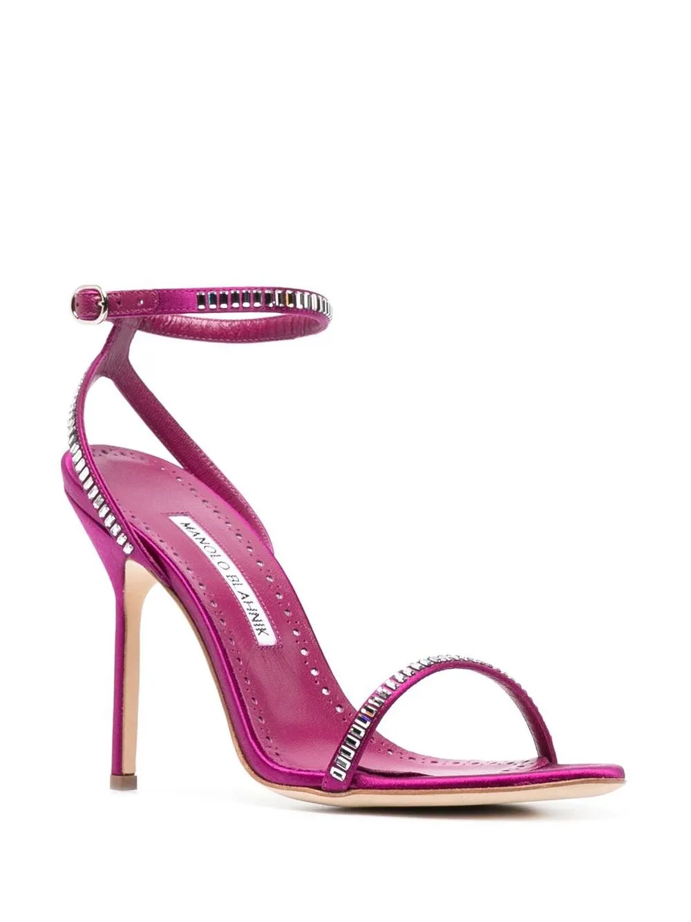 Босоножки на шпильке с заклепками Manolo Blahnik, розовый — фото 2