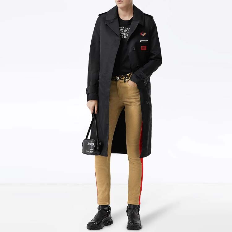 Брюки женские Burberry с красной полосой, хаки — фото 4