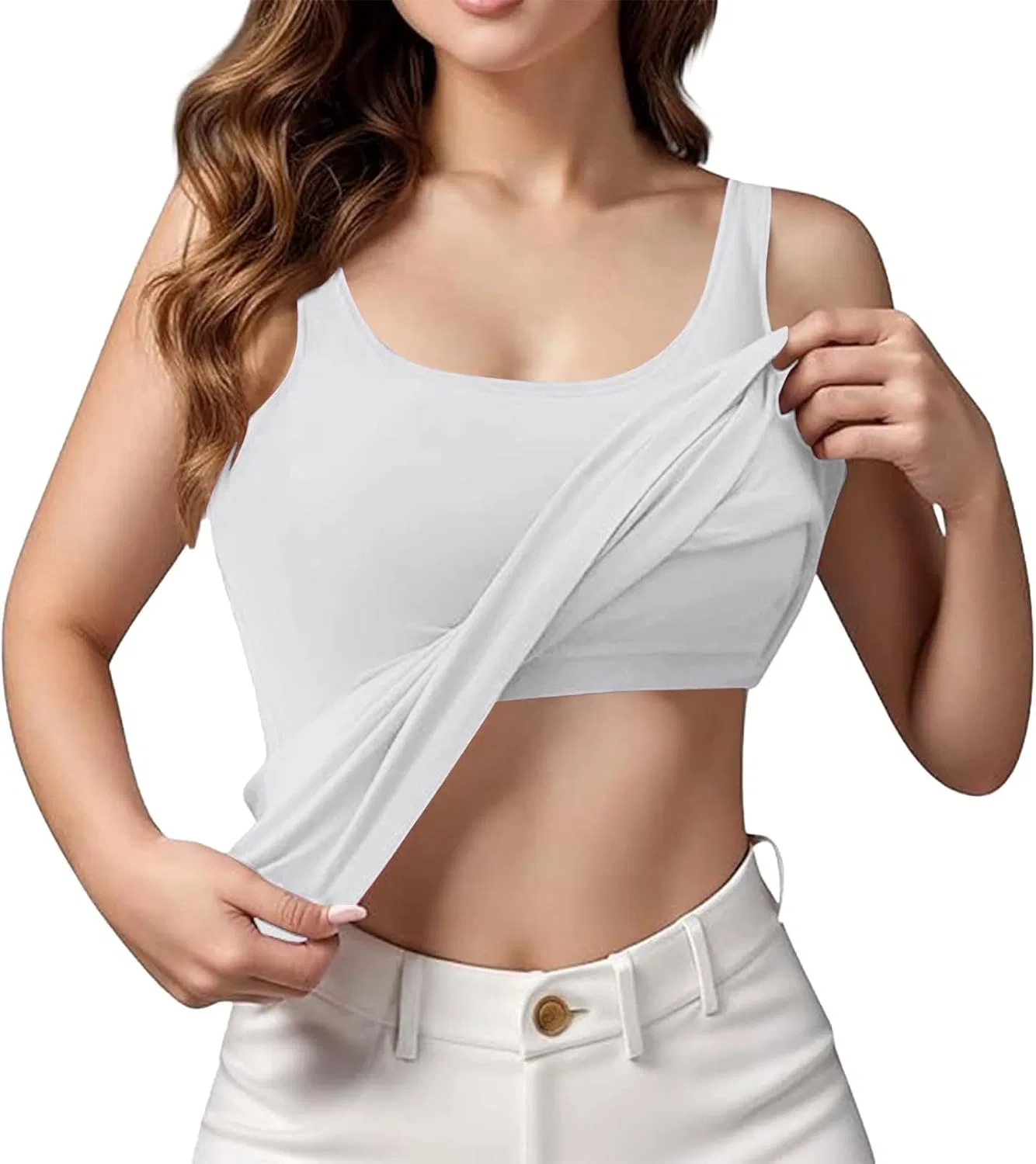 Женский топ с встроенным бюстгальтером, Generic, White