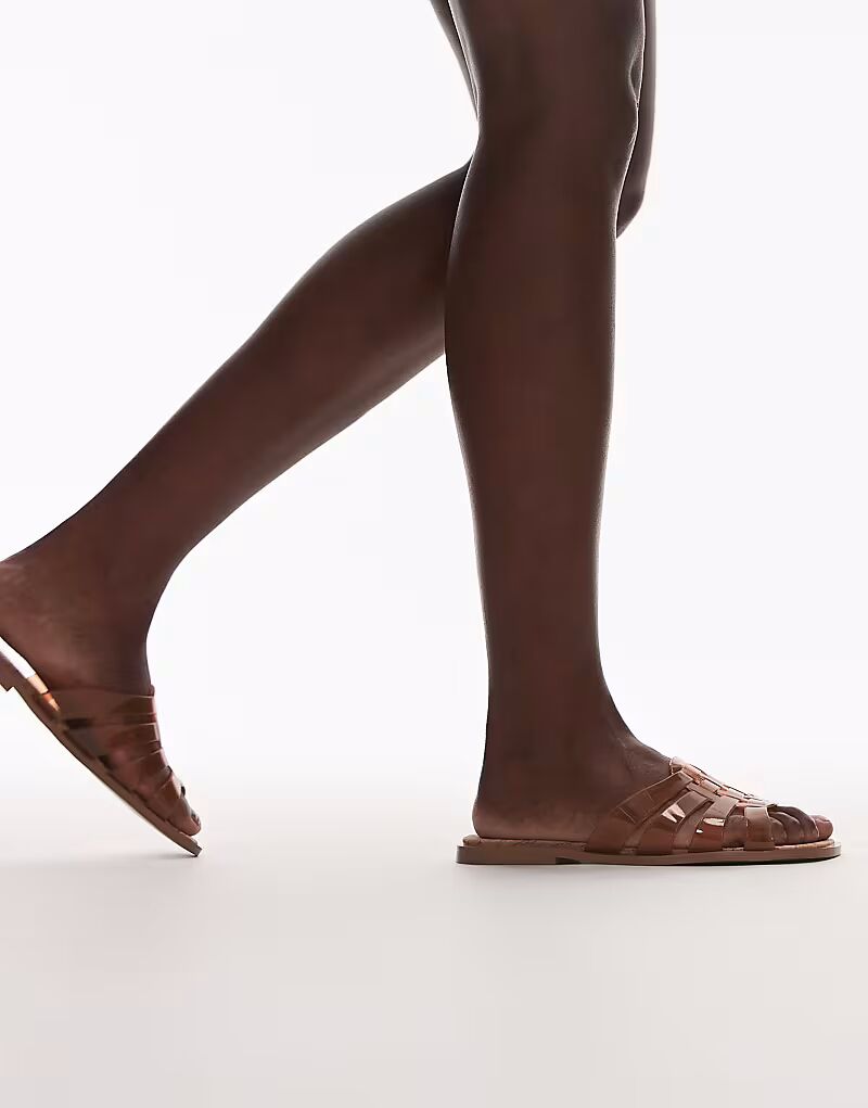 Сандалии Topshop Kris jelly flat в коричневом цвете