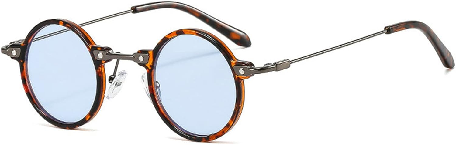 

Маленькие круглые солнцезащитные очки в стиле стимпанк для женщин, винтажные, яркие, синие и желтые, мужские, ретро, ​​очки с защитой от УФ-излучения UV400 willochra, Leoaprd Blue