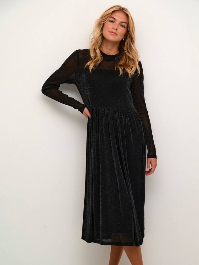 

Платье миди Olga с сеткой и блестками KAFFE, Deep Black