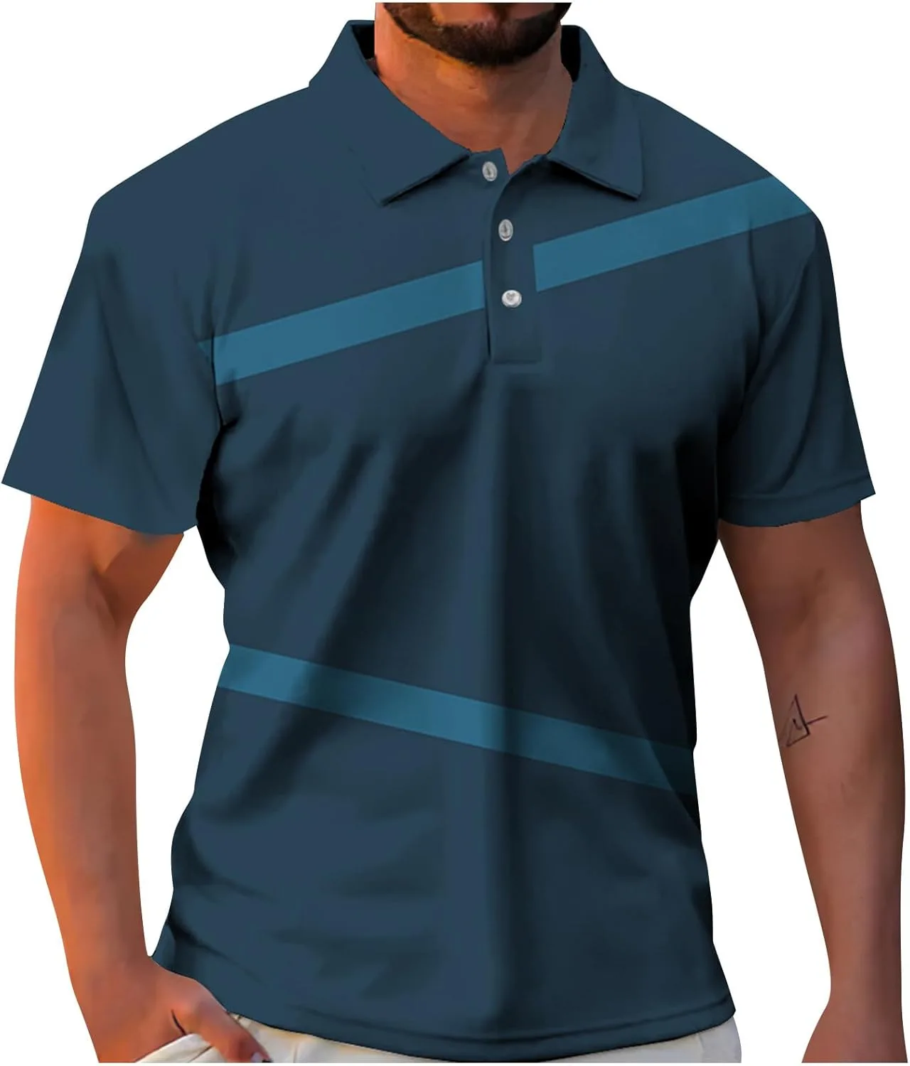 

Мужская поло для гольфа, короткий рукав, полосатая