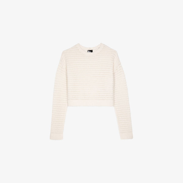 

Джемпер из хлопка с круглым вырезом и ажурной вязкой The Kooples, экрю