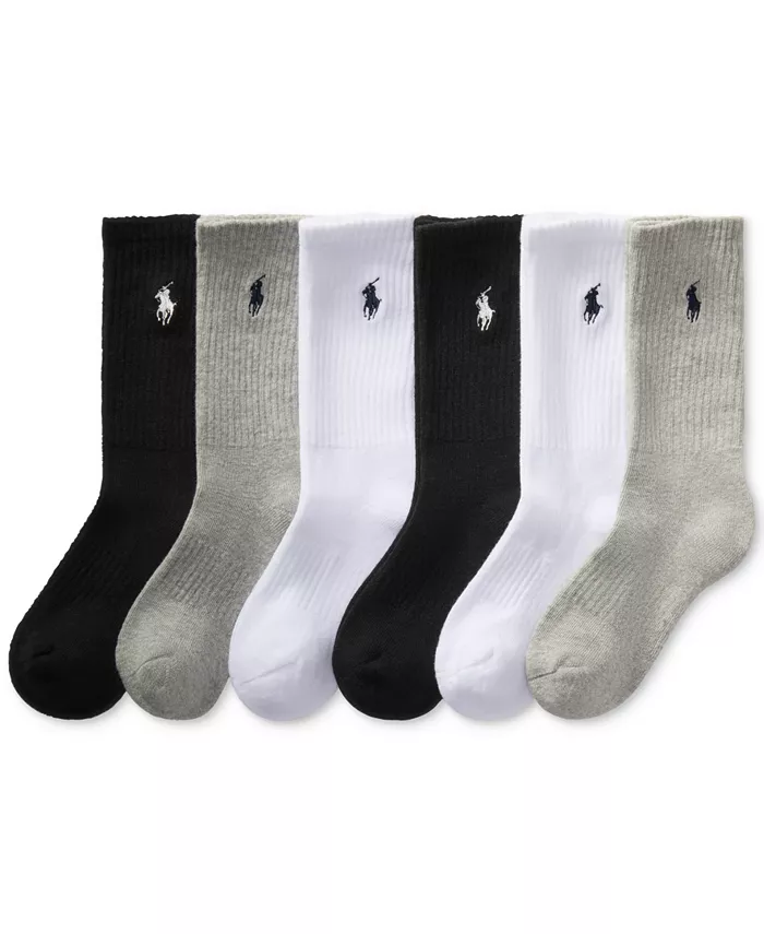 

Носки Little & Big Boys Solid Crew, 6 пар Polo Ralph Lauren, серый