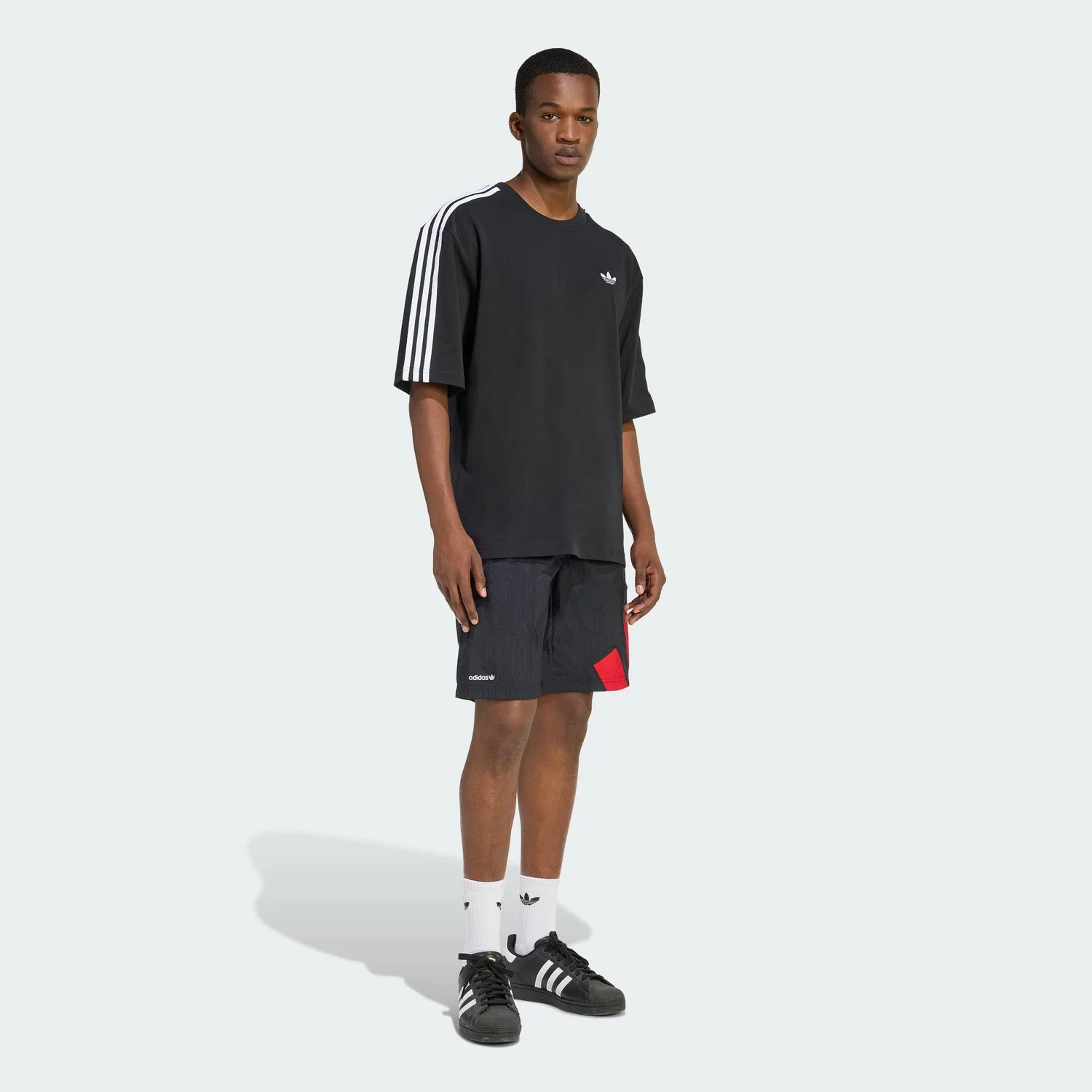 Футболка оверсайз с тремя полосками, Adicolor, Adidas, черный — фото 3