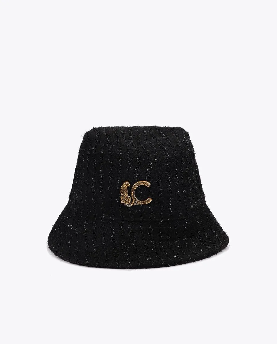 

Панама из твида с логотипом LC в леопардовом стиле Lola Casademunt, черный