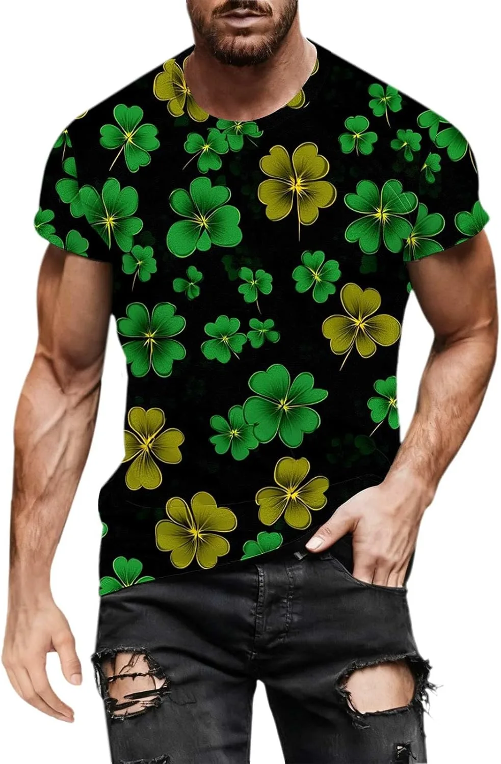 

Мужская футболка с коротким рукавом и принтом клевера Zeiyignr