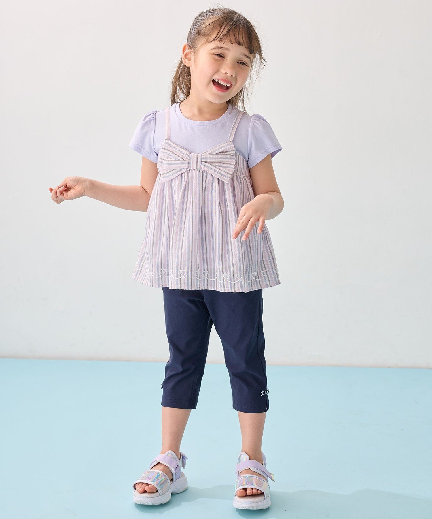 Футболка с изображением камизоля и стыковки ANY KIDS, Lavender Stripe[182] — фото 3