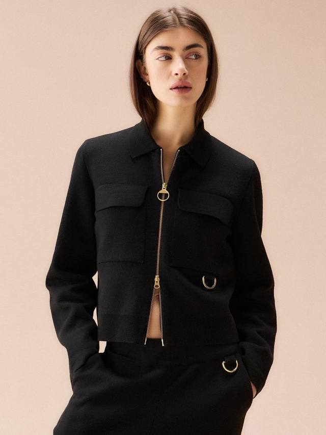 

Вязаный кардиган на молнии от alma Barbour, цвет Black/Sand