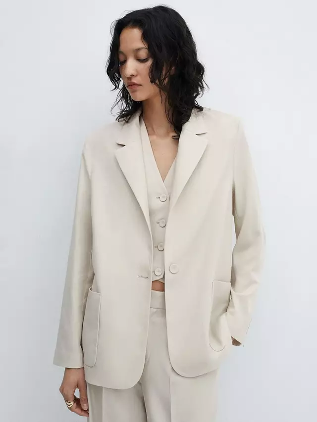 

Блейзер Mango Mango Alicante Lyocell Cotton Blend, цвет lt/pastel/grey