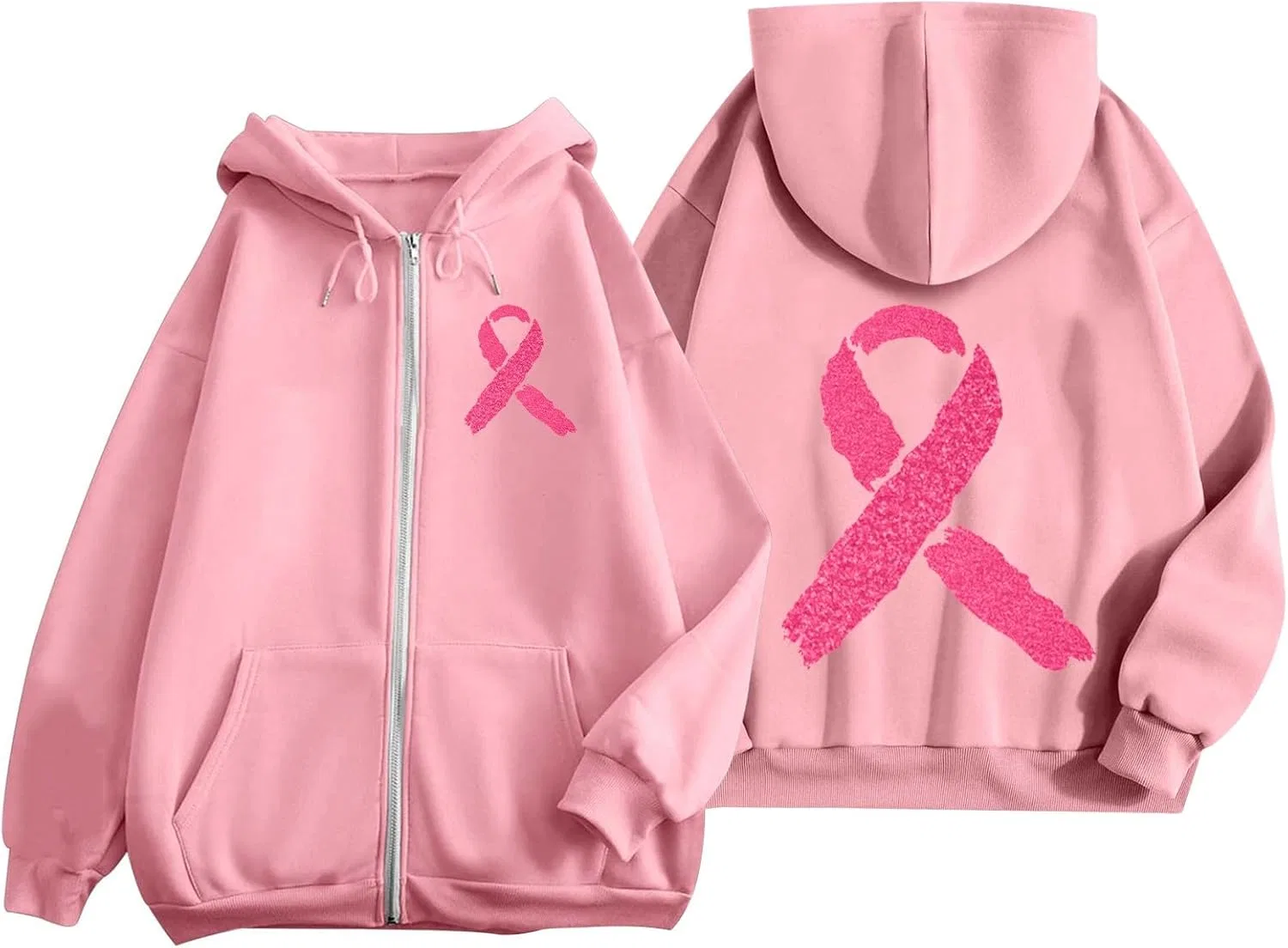 Худи женское с полной застежкой-молнией, Pink Ribbon, P3 — фото 4