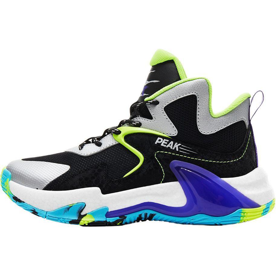 

PEAK Скользостойкие амортизирующие баскетбольные кроссовки High Top для детей с эффектом отскока и воздухопроницаемостью Black Silver