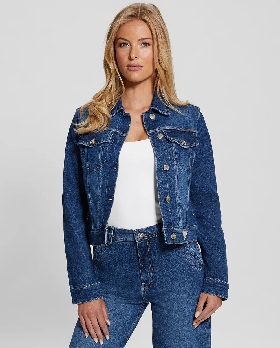 

Укороченная джинсовая куртка Guess, темно-синий