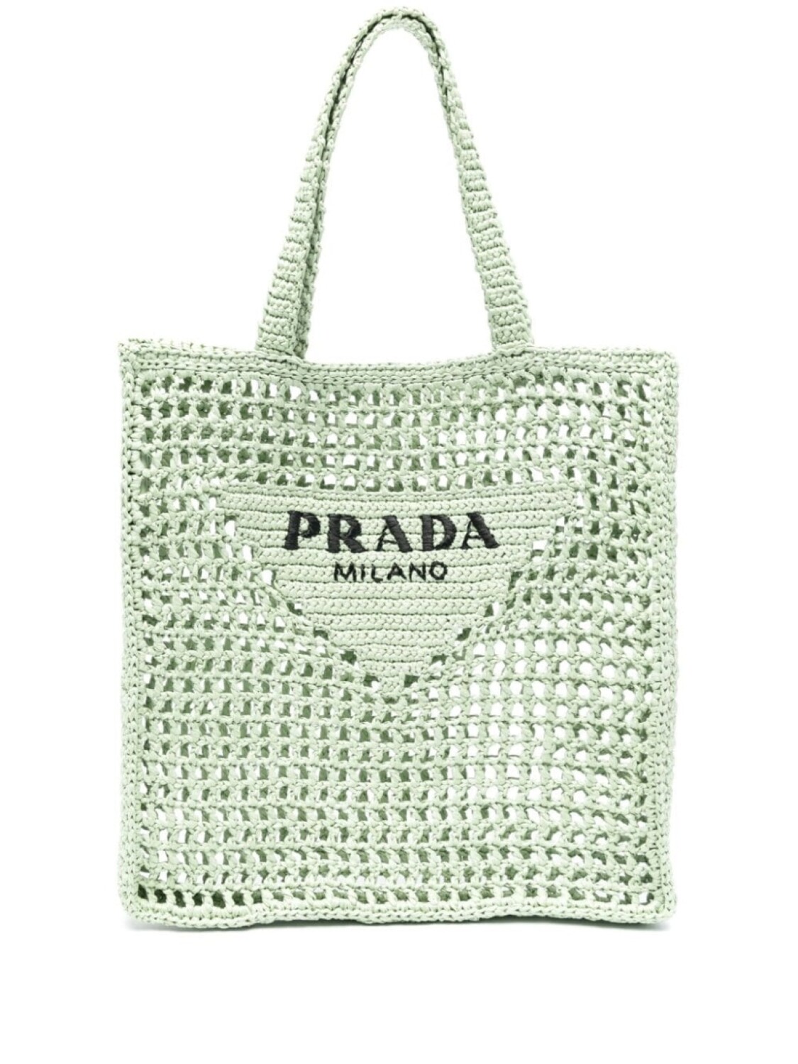 

Плетеная сумка-тоут Prada с логотипом, зеленый