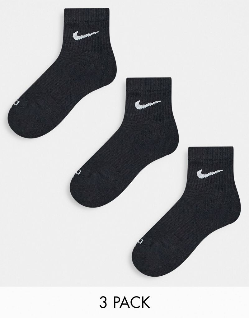 

Комплект из трех черных носков с амортизацией Nike Training Everyday Plus Cushioned