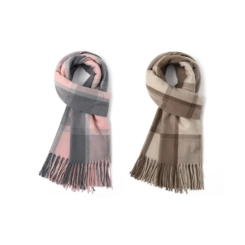 

FREE RABBITⅡ Вязаный шарф унисекс, 2 Pack (Beige+Pink Gray)