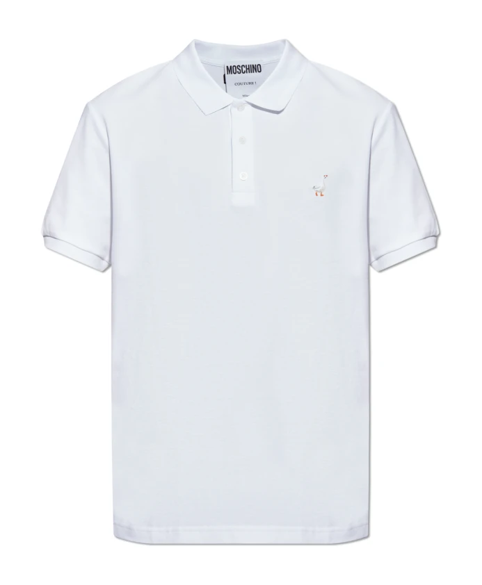 

Хлопковая рубашка-поло с логотипом Moschino, белый