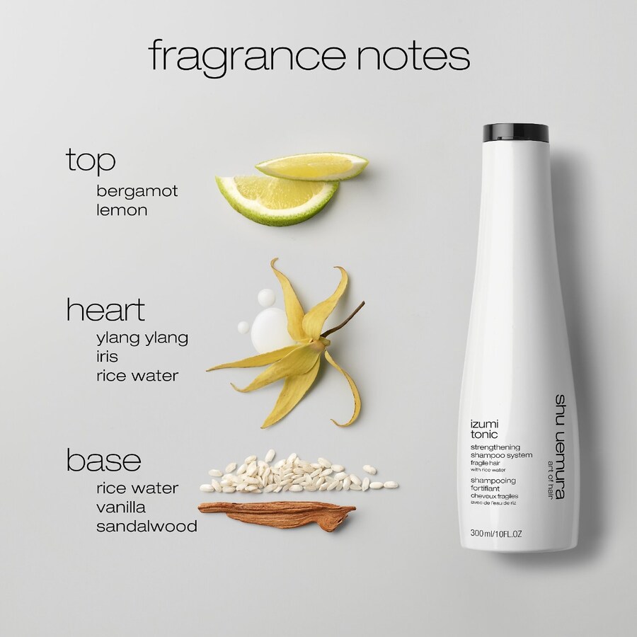 Укрепляющий и загущающий шампунь на основе рисовой воды Izumi Tonic shu uemura, 10 oz /300 mL — фото 4